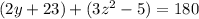 (2y + 23) + (3z^2 - 5) = 180