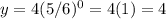 y = 4(5/6)^0 = 4(1) = 4