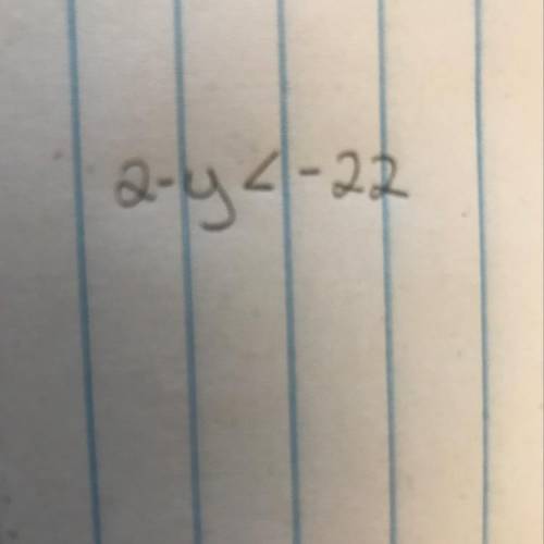 Please help :)

translate the sentence into an inequality. 
two subtracted by Y is less than or equa