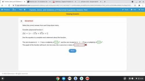 Consider polynomial function f f(x)=(x-1)^2(x+3)^3(x+1)

use the equation to complete each statement