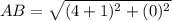 AB=\sqrt{(4+1)^2+(0)^2}