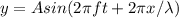 y = Asin(2\pi ft + 2\pi x /\lambda)
