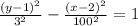 \frac{(y { - 1)}^{2} }{ {3}^{2} }  -  \frac{ {(x - 2)}^{2} }{ {100}^{2} }  = 1