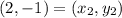 (2, -1) = (x_2, y_2)