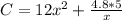 C = 12x^2 + \frac{4.8 *5}{x}