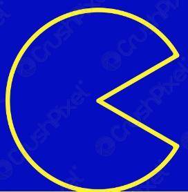 A Pac-Man poster is the shape of three-fourths of a circle with a diameter of 18 inches and two side