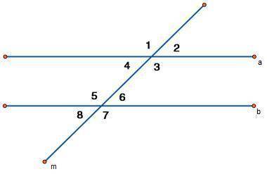 Use the given information to find the measures of all angles formed by parallel lines a and b, and t
