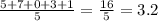 \frac{5 + 7 + 0 + 3 + 1}{5} = \frac{16}{5} = 3.2