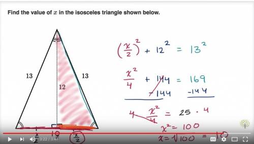 What is the value for x on a triangle if one side is 13 and one side 12