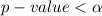 p-value  <  \alpha