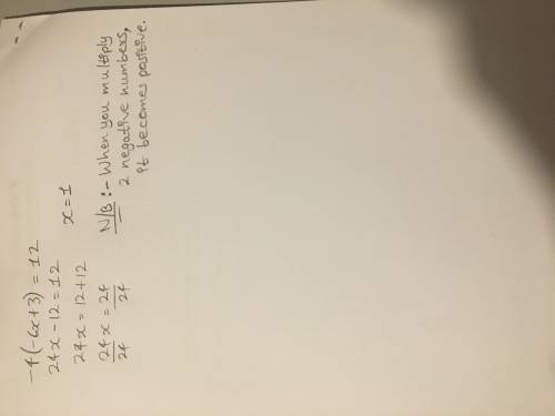 What is -4 (-6x + 3) = 12