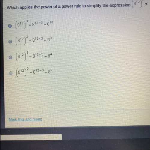 Which applies the power of a power rule to simplify the expression 8^12 3
