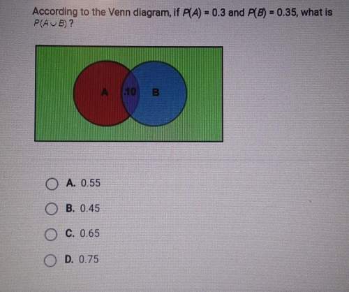 According to the venn diagram, if p(a)=0.3 and p(b)= 0.35, what is p(a b)?