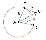 Angle bcd is a circumscribed angle of circle a. what is the length of line segment ac? 10 units 12