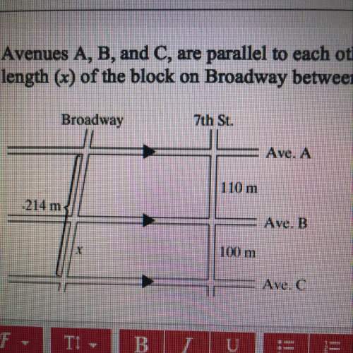 Avenues a,b, and c are parallel to each other, and are perpendicular to the 7th street. what is the