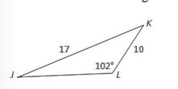 What is the measure of angle j in the triangle? drawing is not to scale