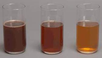 Study the solutions in the glasses. put the solutions in order from concentrated to dilute.