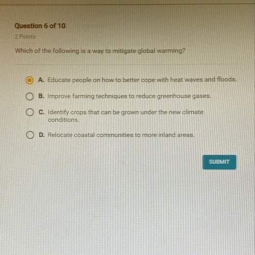 Which of the following is a way to mitigate global warming