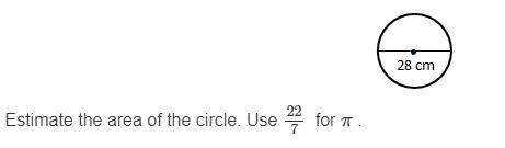 Estimate the area of the circle. use 22/7 for π