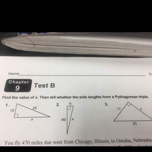 Find the value of x. then tell weather the side lengths form a pythagorean triple.