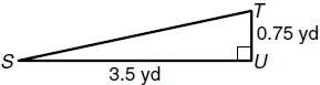 The measure of angle t to the nearest degree is .