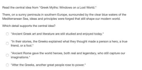 assessment started: undefined. item 1 read the central idea from "greek myths: