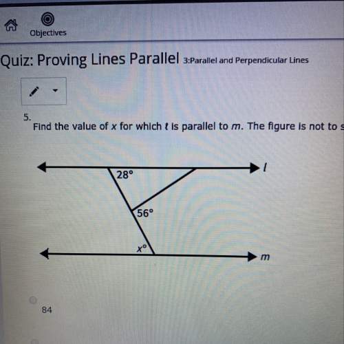 Find the value for x for which t is parallel to m the figure is not shown to scale  a.84