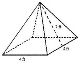 What is the surface area of the pyramid shown to the nearest whole number? the diagram is not drawn