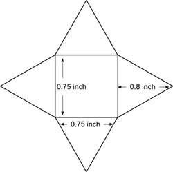 The net of a square pyramid is shown:  what is the surface area of the figure?