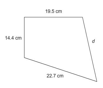 The perimeter of this shape is 77 cm. what is the length of side d?