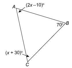 What is the measure of angle a in the triangle?