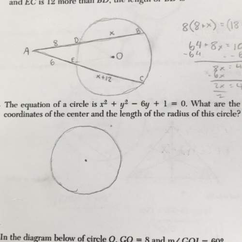 What are the coordinates of the center and the length of the radius of this circle