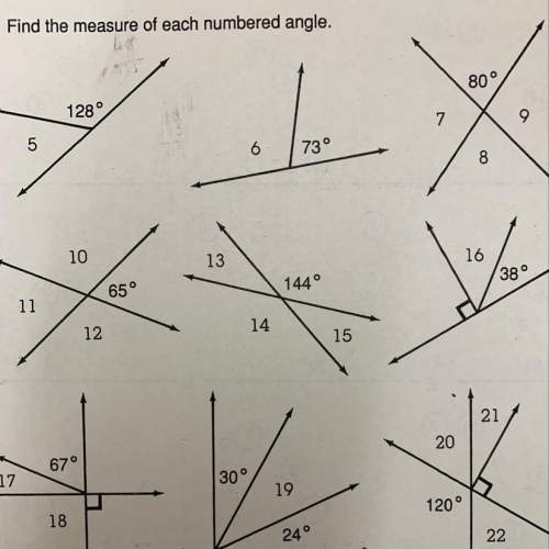 Ineed answers to all these questions “find the measure of each numbered angle”