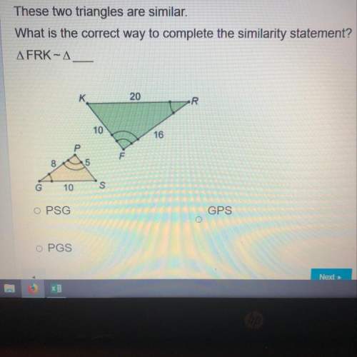 These two triangles are similar. what’s the correct way to complete the similarity statement?