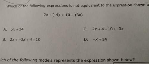 What is an equivalent expression to )+10-(3x)