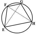 Given: efgh inscribed in k(o) m∠fhe = 45°, m∠egh = 49° find: m∠feh