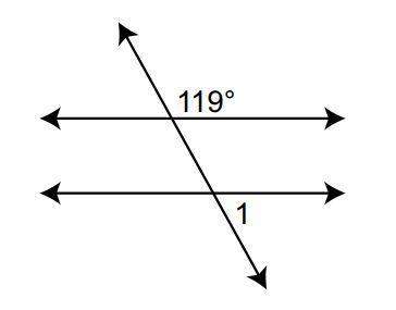 Two parallel lines are intersected by another line, as shown below.  what is
