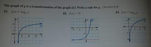How to do this? (#21 and #23)the graph of g is a transformation of the graph of f. writ