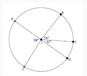 Segment ad is a diameter of circle t. if mate = 94, mbtc = 56, and mctd = 32, what is matb?