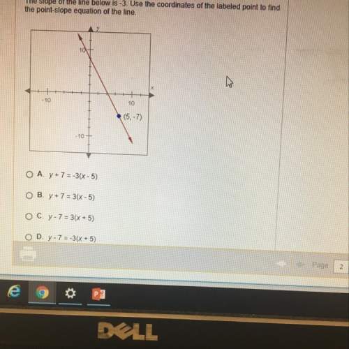 The slope of the line is -3. use the coordinates of the labeled point to find the point-slope equati