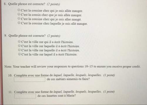 French multiple choice and fill in blank