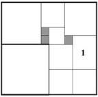 *the rectangle to the left is divided into 12 shapes. one of them is a rectangle labeled with #1 and
