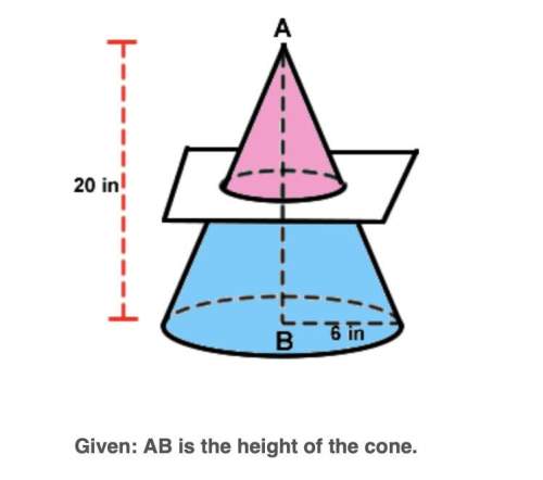 Aplane, parallel to the base of a cone slices through the cone at the midpoint between points a and