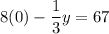 8(0)-\dfrac{1}{3}y=67