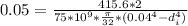 0.05 =  \frac{ 415.6  *  2 }{  75*10^{9} * \frac{\pi }{ 32} * ( 0.04^4 - d_i^4 ) }