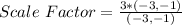 Scale\ Factor = \frac{3 * (-3,-1)}{(-3, -1)}