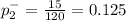 p^{-} _{2} = \frac{15}{120} =  0.125