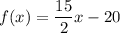 f(x)=\dfrac{15}{2}x-20