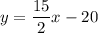 y=\dfrac{15}{2}x-20