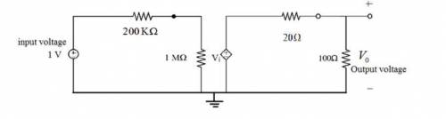 A buffer amplifier with a gain of 1 V/V has an input resistance of 1 M and an output resistance of 2